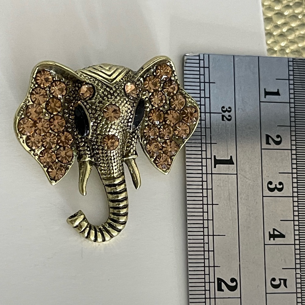 NWT Gold & Rhinestone Elephant Brooch - Picture 4 of 6